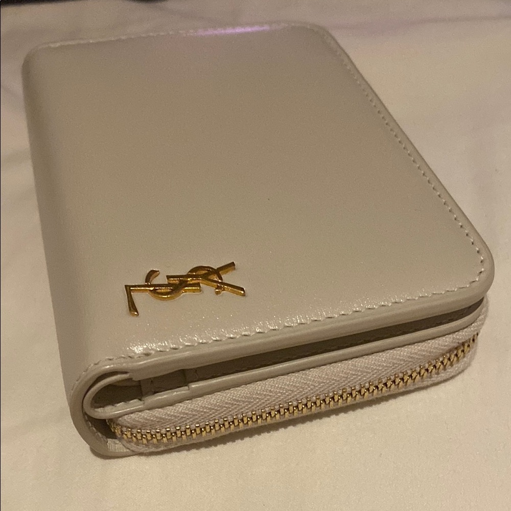 YSL Calfskin Compact Zip Around Wallet Crema Soft - Picture 6 of 6